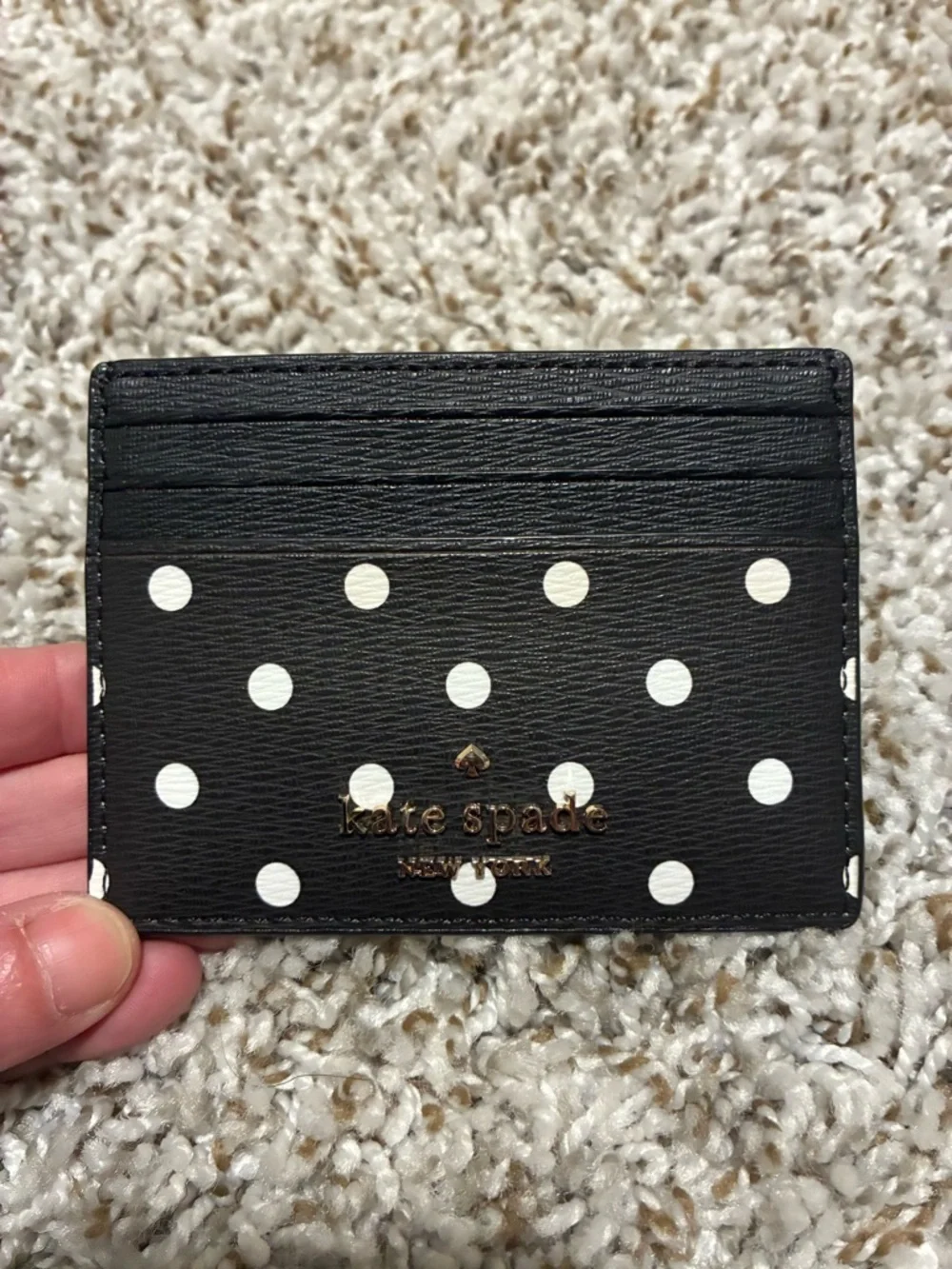 Kate Spade Disney Black Polka Dot Card Holder with Red Bow Accent - Picture 2 of 2